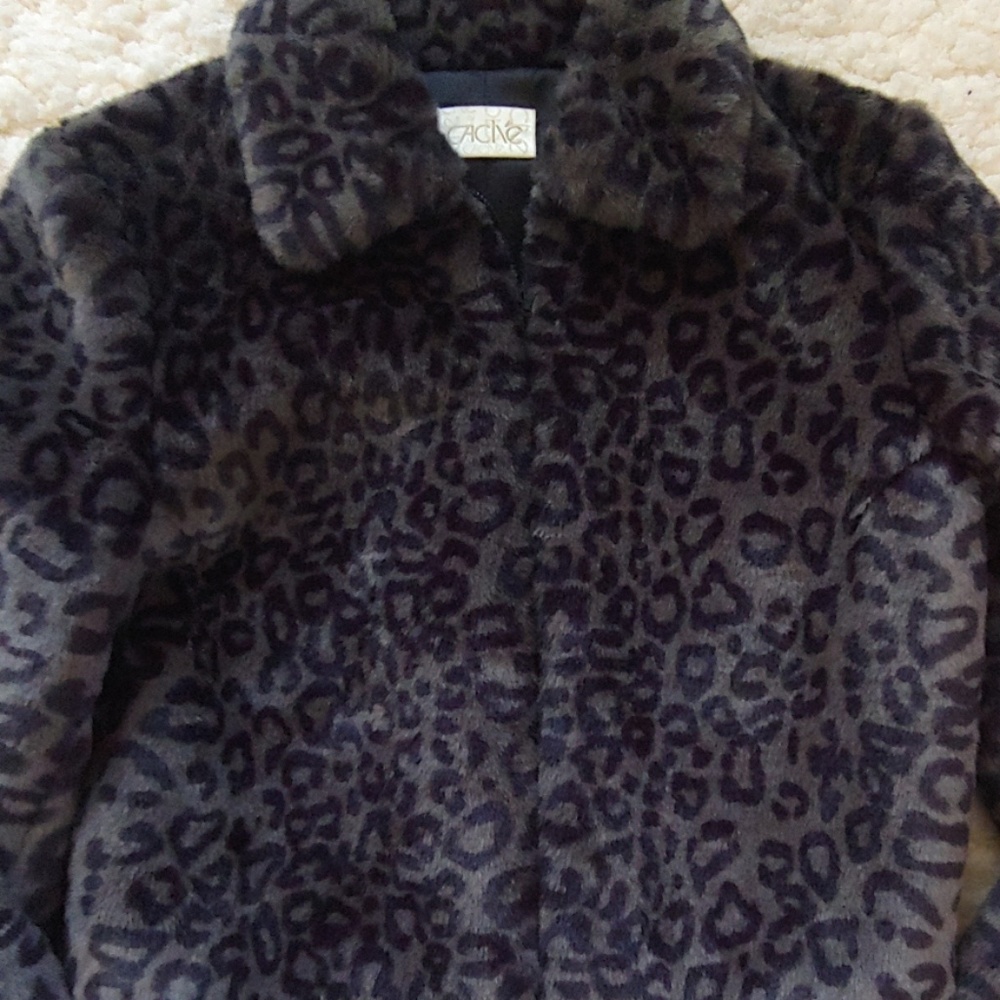 Cache Faux Fur Leopard Print Jacket crop - Picture 2 of 5